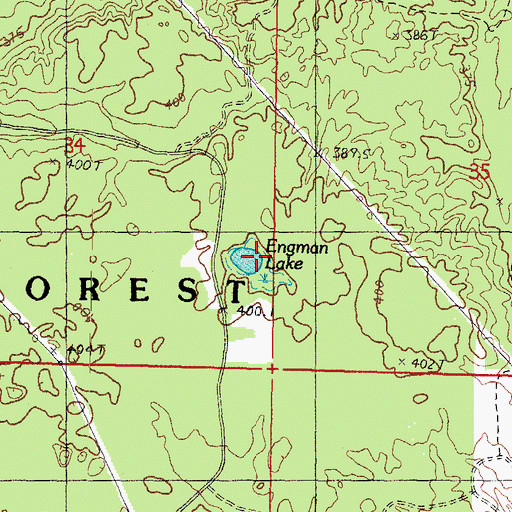 Topographic Map of Engman Lake, MI