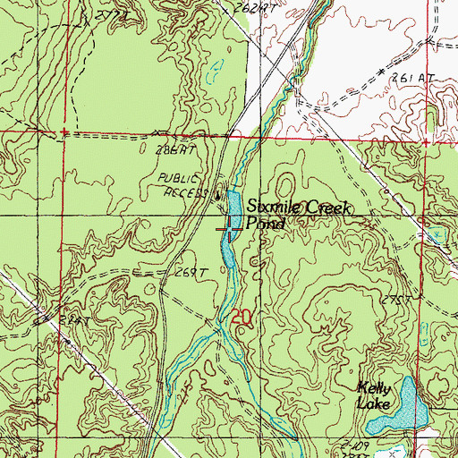 Topographic Map of Sixmile Creek Pond, MI