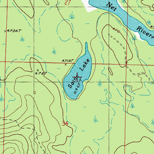 Topographic Map of Saine Lake, MI