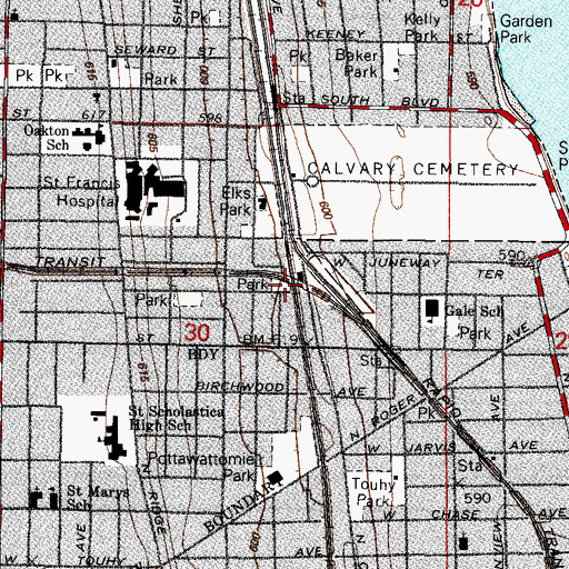 Topographic Map of Clyde-Brummel Park, IL