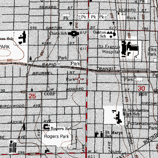 Topographic Map of Dobson-Brummel Park, IL