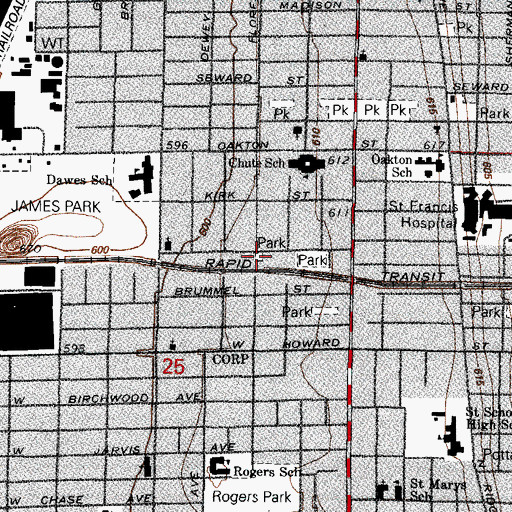 Topographic Map of Levinson Tot-Lot, IL