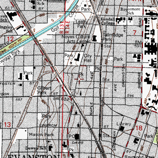 Topographic Map of Marcus A Hobart Park, IL