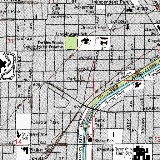 Topographic Map of Harry Hibbert Porter Park, IL