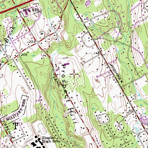 Topographic Map of Prospect Hill, CT