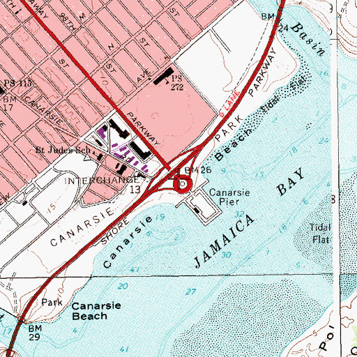 Topographic Map of Golden City Amusement Park (historical), NY