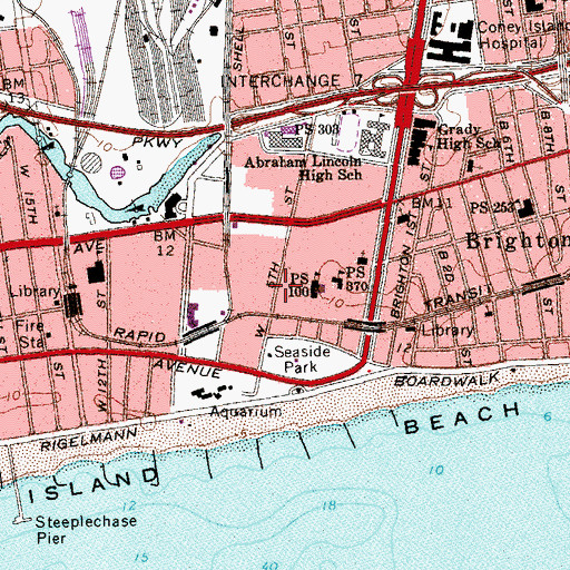 Topographic Map of West Brighton, NY