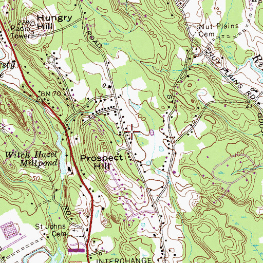 Topographic Map of Prospect Hill, CT