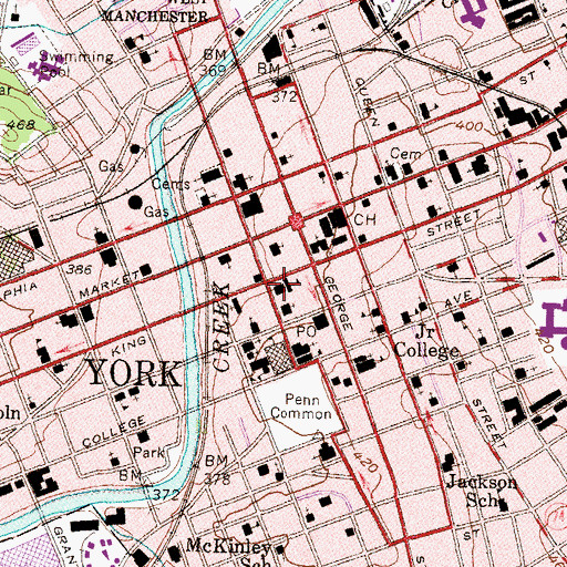 Topographic Map of York City Police Department, PA