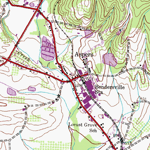 Topographic Map of Aspers Fire and Emergency Medical Services, PA