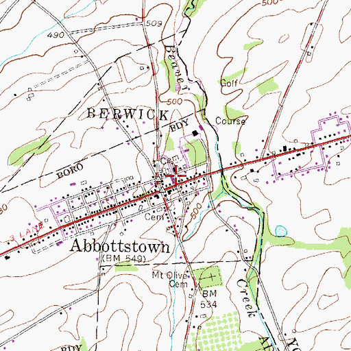 Topographic Map of United Hook and Ladder Abbottstown Station 33, PA
