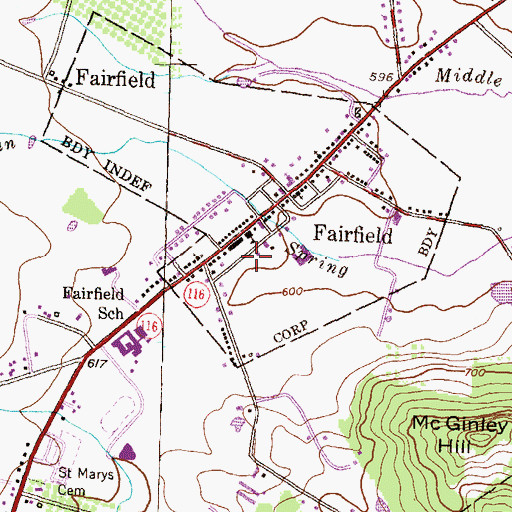 Topographic Map of Fairfield Fire and Emergency Medical Services Station 2, PA