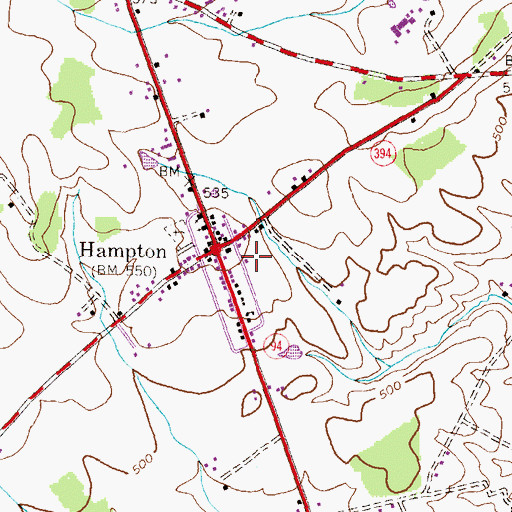 Topographic Map of Hampton Fire Company Station 10, PA