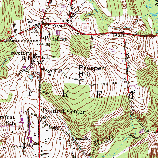 Topographic Map of Prospect Hill, CT