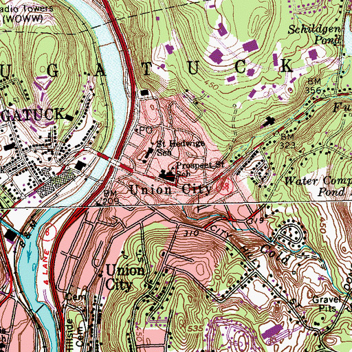 Topographic Map of Prospect Street School, CT