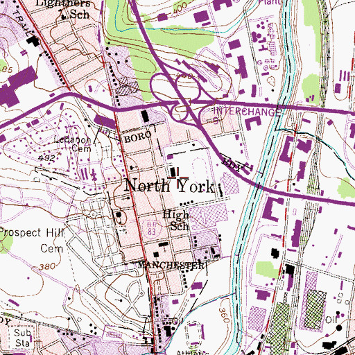 Topographic Map of Liberty Fire Company 1 North York Station 25, PA