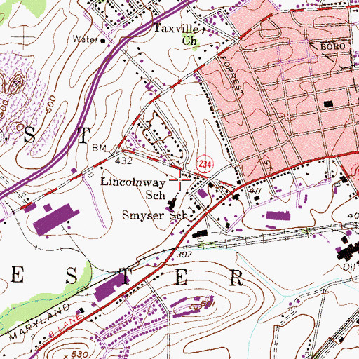 Topographic Map of Lincolnway Fire Company Station 5, PA