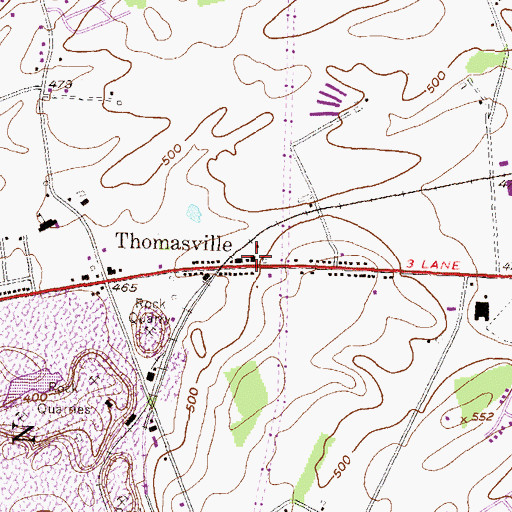 Topographic Map of Thomasville Fire Company Station 3, PA