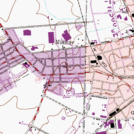 Topographic Map of Midway Ambulance Service, PA