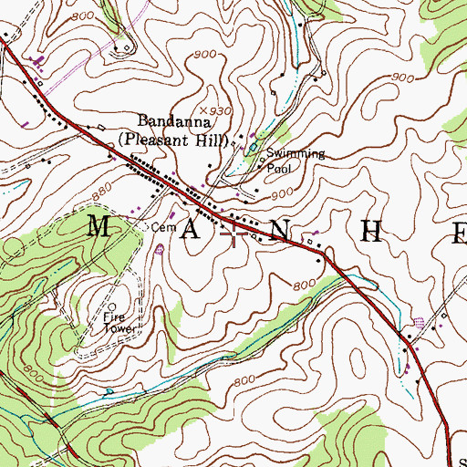 Topographic Map of Pleasant Hill Volunteer Fire Company Station 52, PA