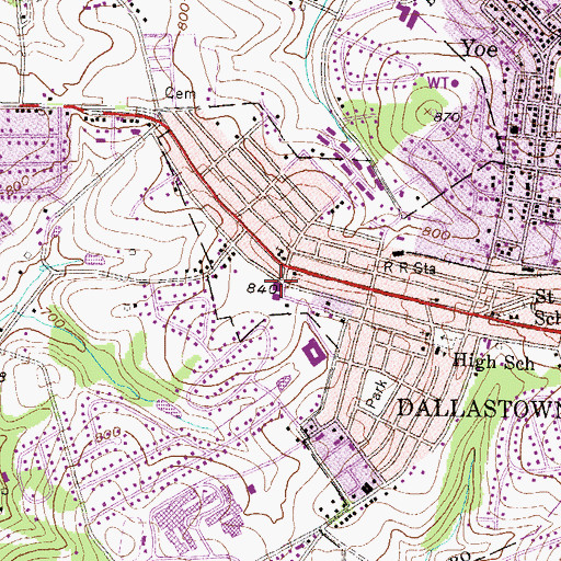 Topographic Map of Rescue Fire Company Dallastown Station 35, PA