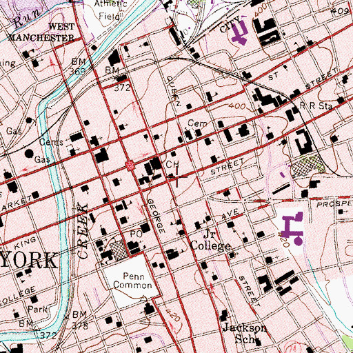 Topographic Map of York Fire Department Station 1 Laurel Fire Company, PA