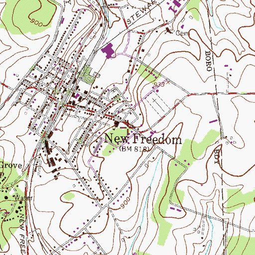Topographic Map of Rose Fire Company 1 Station 58, PA