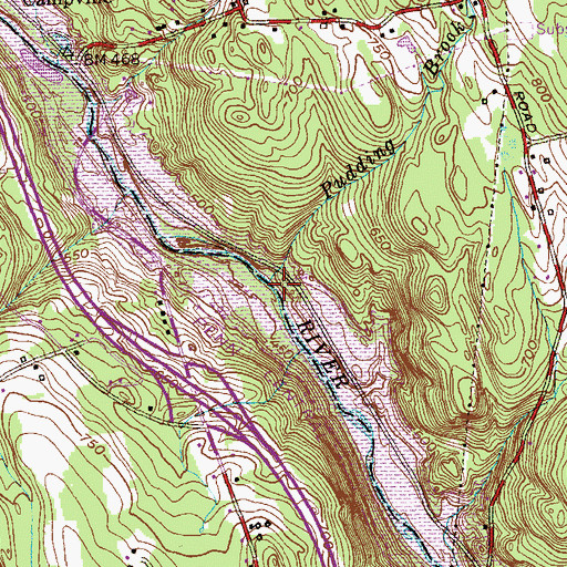 Topographic Map of Pudding Brook, CT