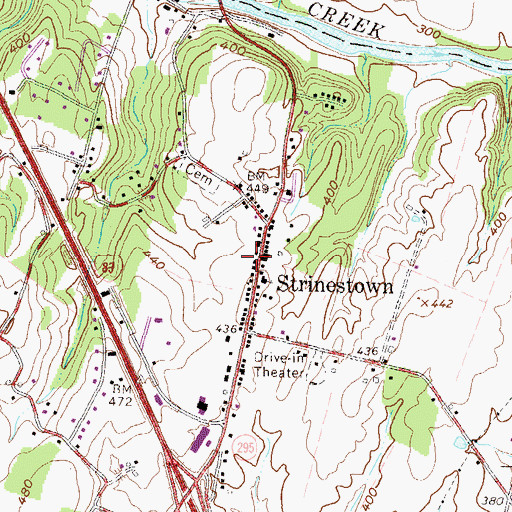 Topographic Map of Strinestown Community Fire Company Station 26, PA