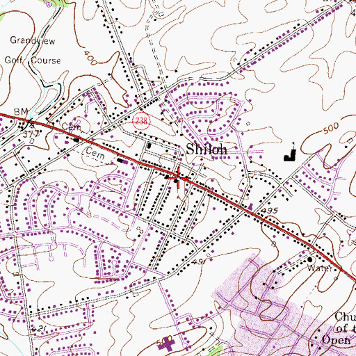 Topographic Map of Shiloh Fire Company Station 2, PA