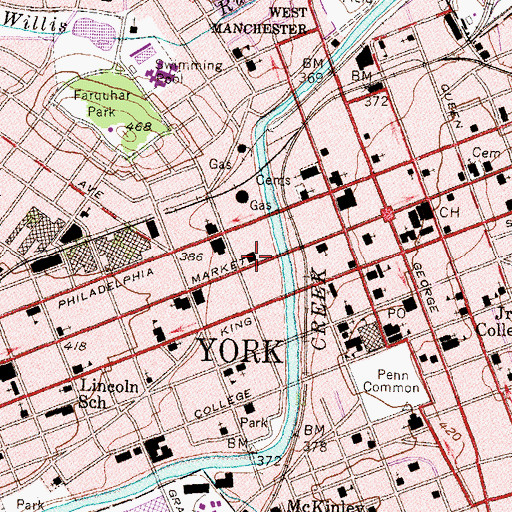 Topographic Map of York Fire Department Station 2 - Vigilant Union Fire Company, PA