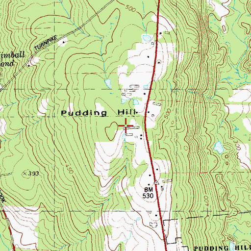 Topographic Map of Pudding Hill, CT
