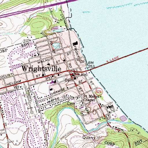 Topographic Map of Wrightsville Steam Engine and Hose Company 1 Station 41, PA