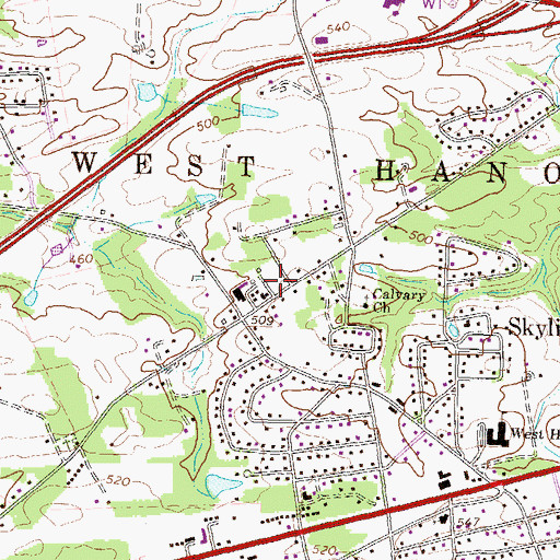 Topographic Map of West Hanover Township Fire Company 1 Station 36 - 1, PA