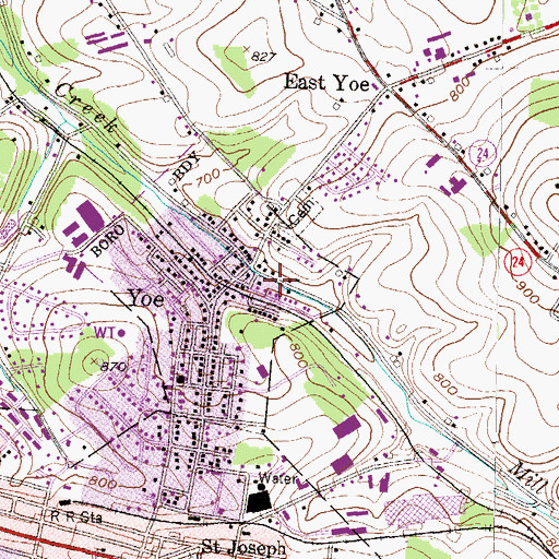 Topographic Map of Yoe Fire and Rescue Company Station 36, PA