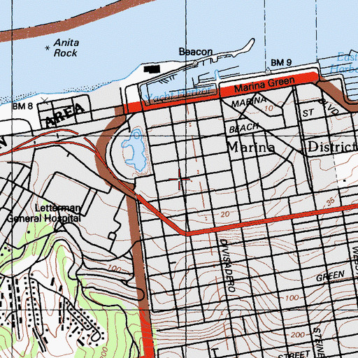 Topographic Map of Camp Merriam (historical), CA