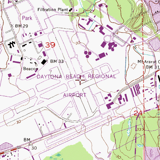 Topographic Map of Naval Air Station Daytona Beach (historical), FL