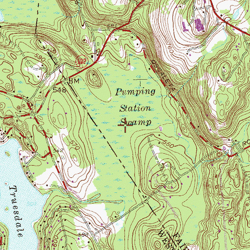 Topographic Map of Pumping Station Swamp, CT