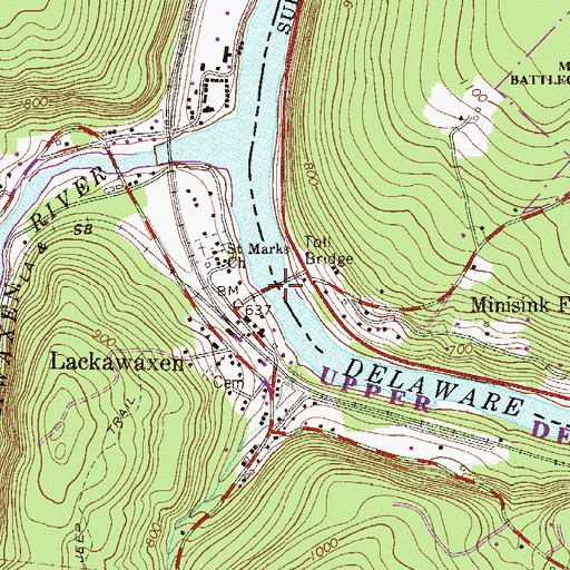 Topographic Map of Roebling Bridge, NY