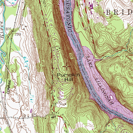 Topographic Map of Pumpkin Hill, CT