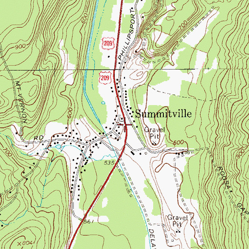Topographic Map of Summitville School (historical), NY