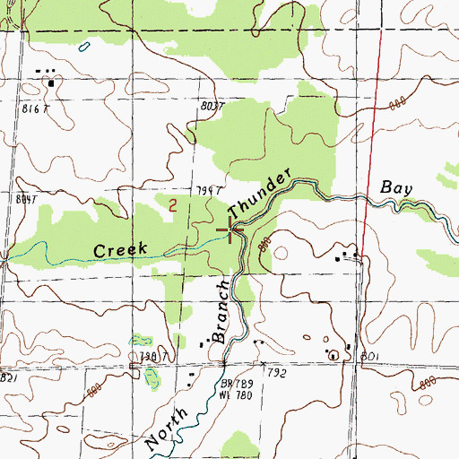 Topographic Map of Quinn Creek, MI