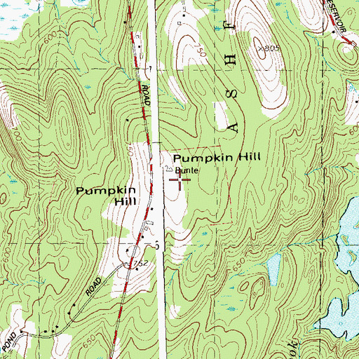 Topographic Map of Pumpkin Hill, CT