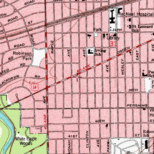 Topographic Map of Dedicated To Youth Ministries Center, IL