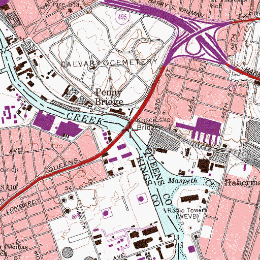Topographic Map of Penny Bridge (historical), NY