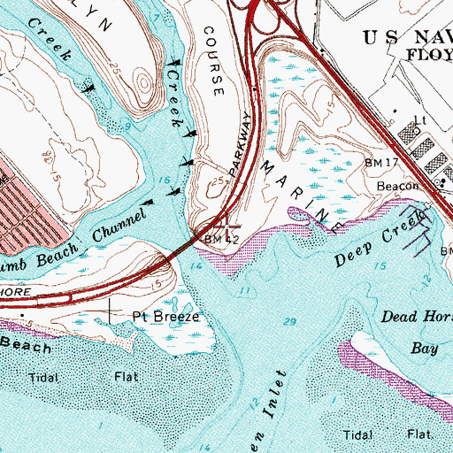 Topographic Map of Willets Hassock, NY