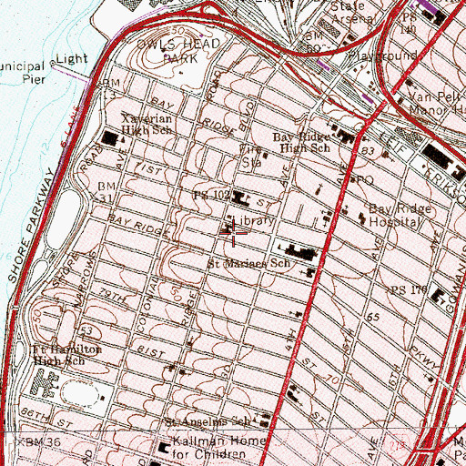 Topographic Map of Christ Church - Bay Ridge, NY