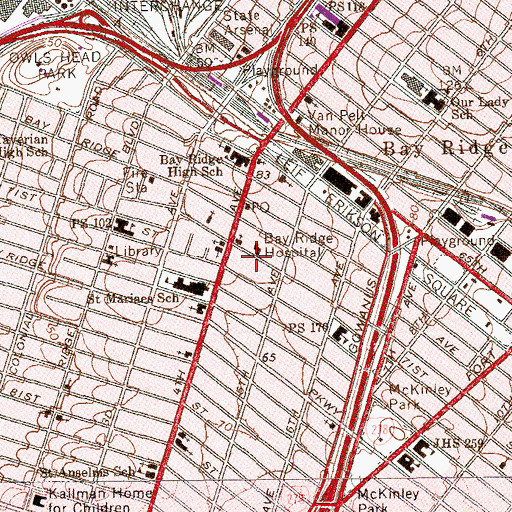 Topographic Map of Bethlehem Lutheran Church, NY