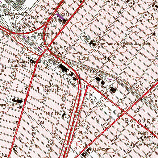 Topographic Map of Brooklyn Arabic Bible Church, NY