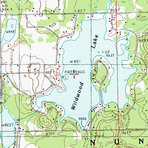 Topographic Map of Wildwood Lake, MI